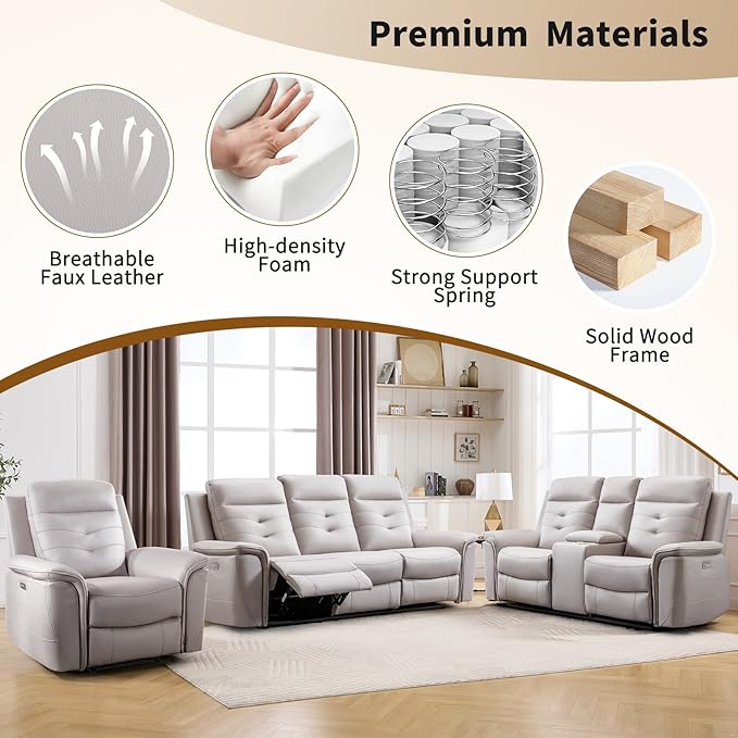ANJ Oversized Power Reclining Loveseat Sofa Set of 2