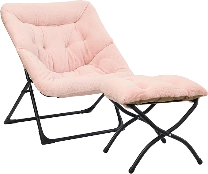 Comfy Saucer Chair for Adults, Soft Faux Fur Bedroom Chair