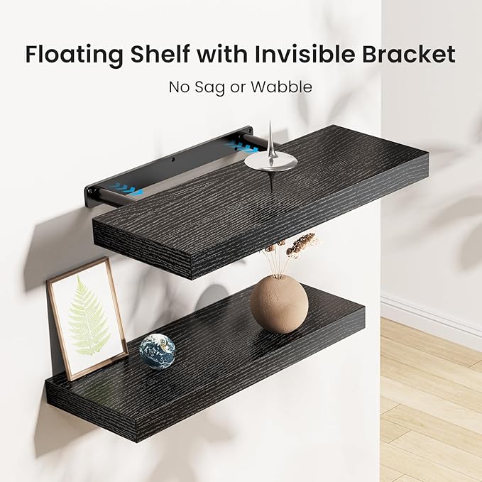 AMADA HOMEFURNISHING Floating Shelves Black, Wall Shelves