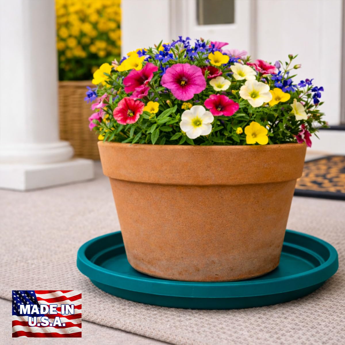 smart spring 10 Inch Plant Pot Tray USA Made – Durable Plastic Flower Pot Saucer – Plant Water Catcher for Indoor Outdoor Garden (6, Mineral Teal)