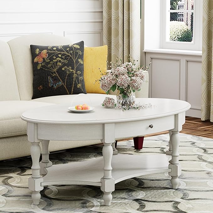 Solid Wood Oval Coffee Table
