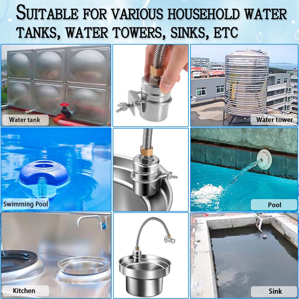 Automatic Water Level Control Valve, 3/4 to 1/2 Inch Float Ball Valve, Float Valve, 304 Stainless Steel Water Level Control Float Valve for Tank, Swimming Pool, Pond, Fish Tank, Livestock Troughs.