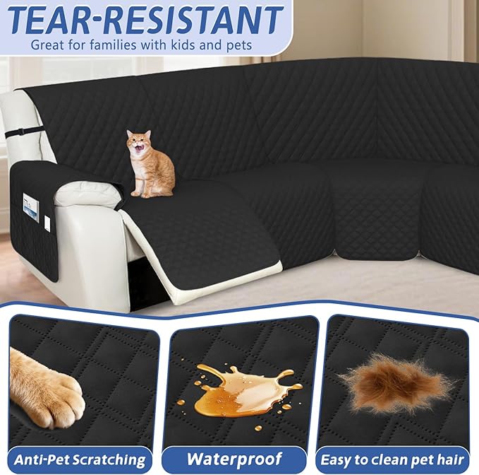 Arfntevss Recliner Sectional Couch Covers 1OO% Waterproof L Shape Sofa Cover