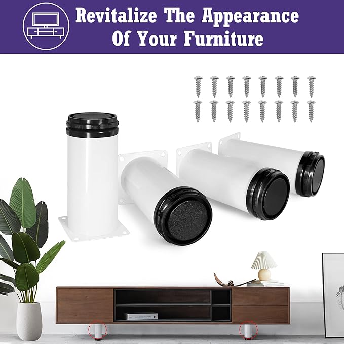5 Inch Metal Furniture Legs Stainless Steel Adjustable Legs White Metal Legs