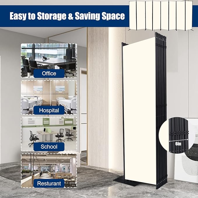 Room Divider 6FT Portable Room Dividers and Folding Privacy Screens, 8 Panel
