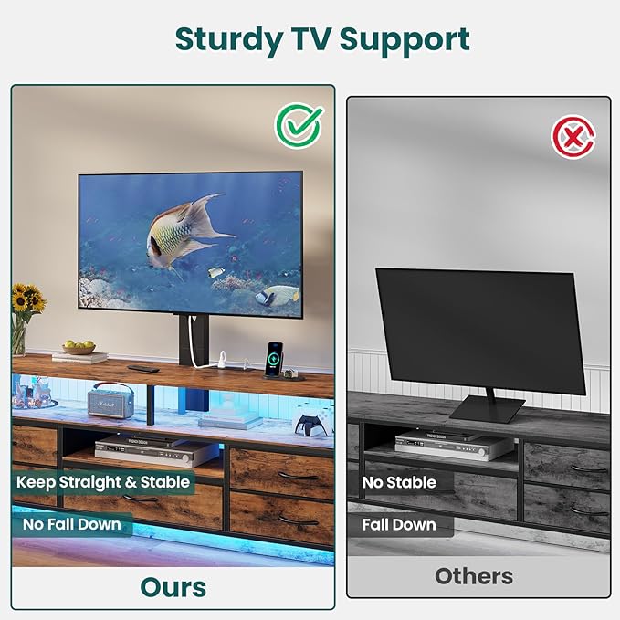 BTHFST TV Stand with Mount for 45/55/65/70 inch TVs, 51.2" LED TV Stand with
