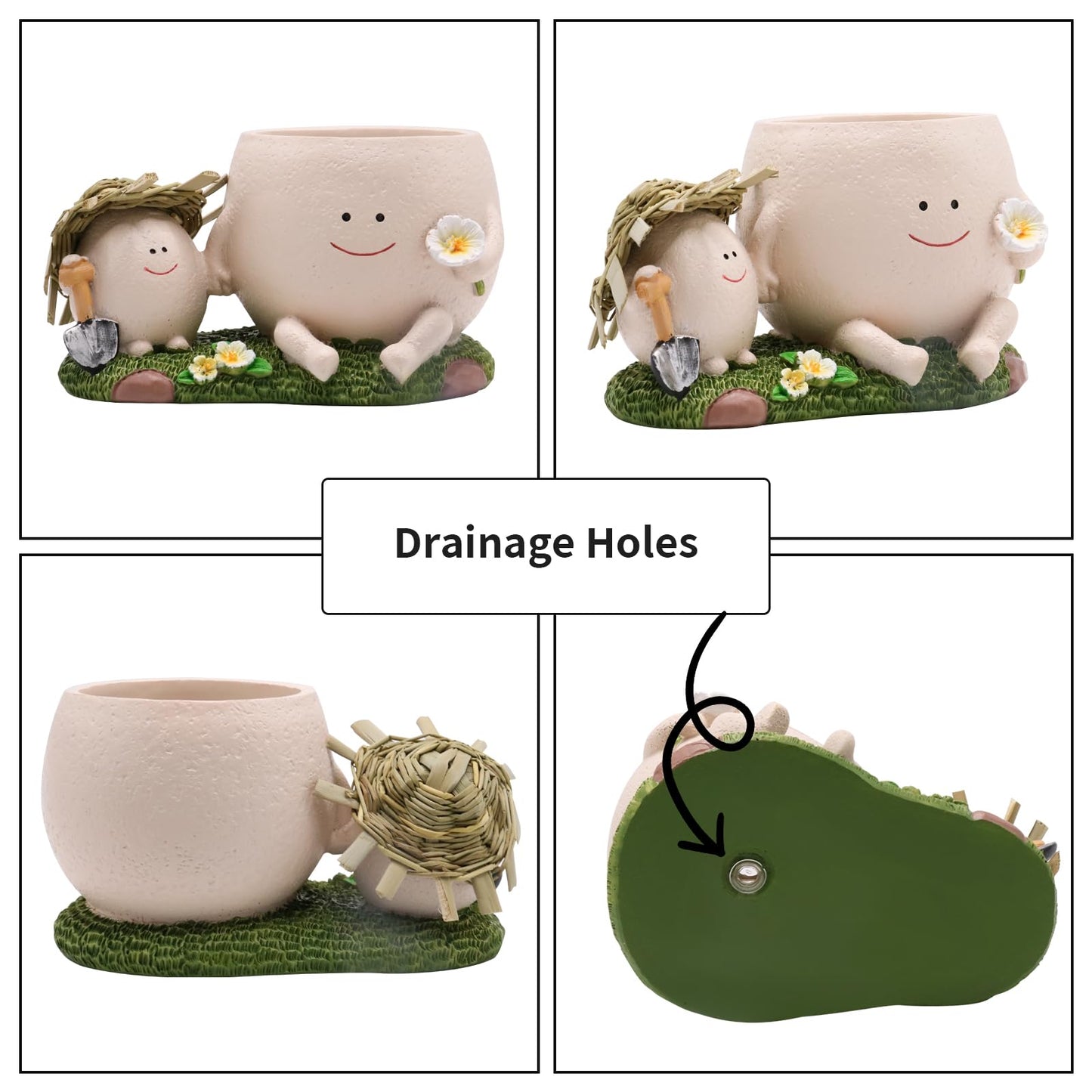 Toparad Smily Face Planter Pot Cute Resin Flower Head Planters for Indoor Outdoor Whimsical Succulent Pots for String of Pearls Plant Live Gift IdeaI for Mother and Appreciation Christmas