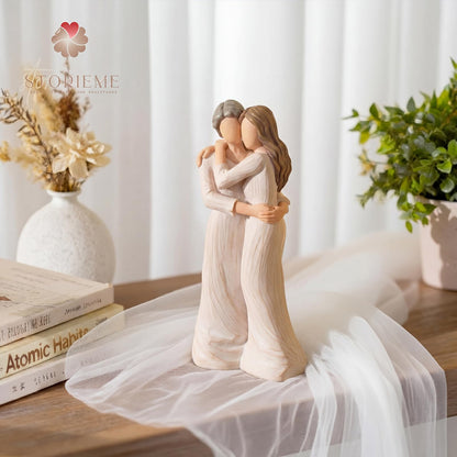 Storieme Sentimental Gifts for Mom from Daughter: Mother Daughter Hugging Resin Figurines Sculpture - Mom's Gift for Birthday Mother's Day Christmas Home Decor