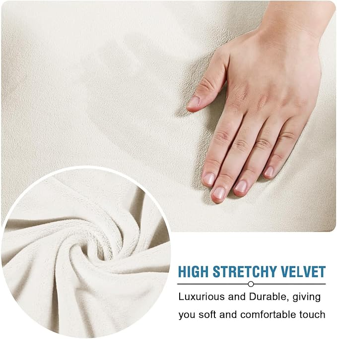 H.VERSAILTEX Modern Velvet Plush 4 Piece High Stretch Sofa Slipcover Sofa Cover