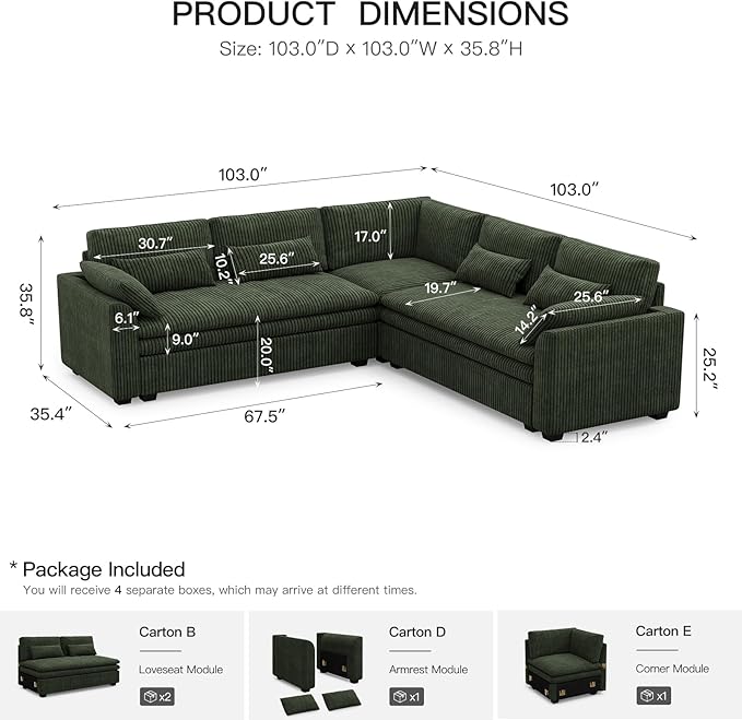 Belffin Large Modular Sectional Sofa