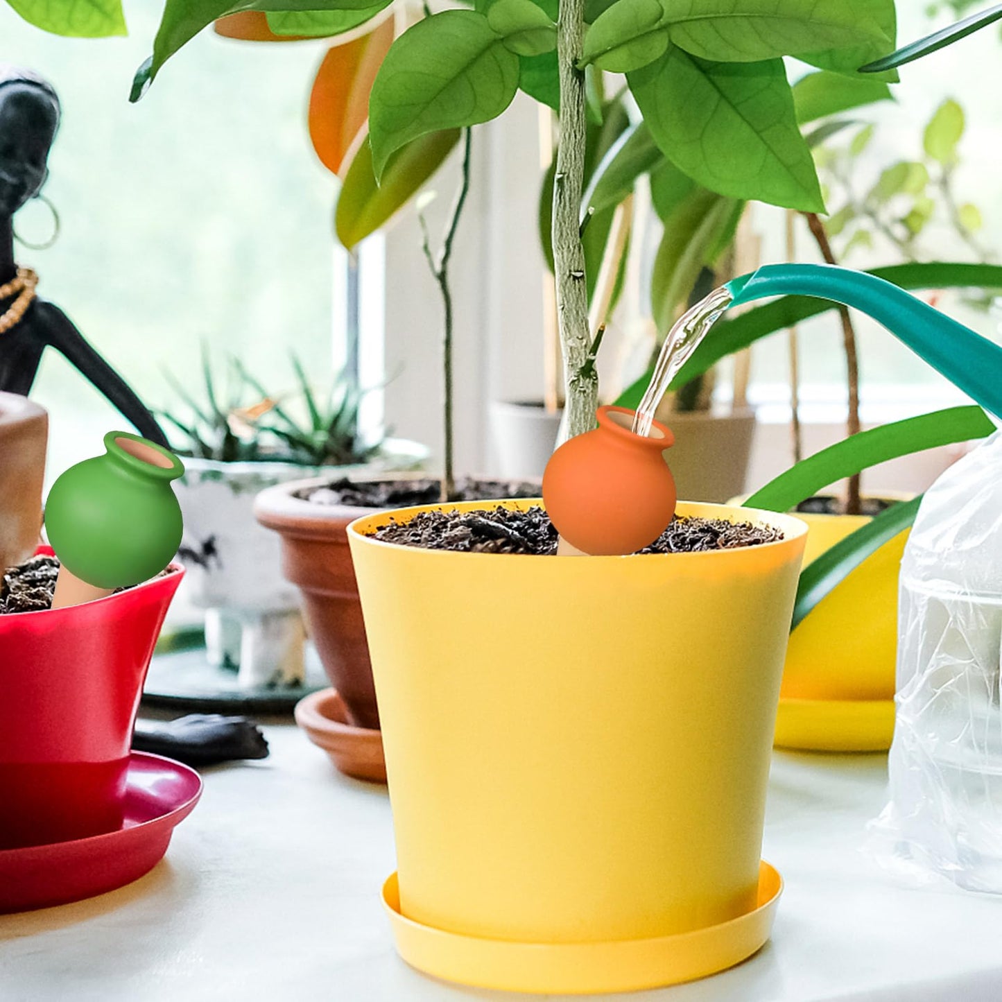 meiyimaoyi 8Pcs Terracotta Self Watering Devices Premium Self Ceramic,Automatic Watering Water Seepage Device for Vacation Care,Garden/Office/Outdoor/Indoor Plant Decoration