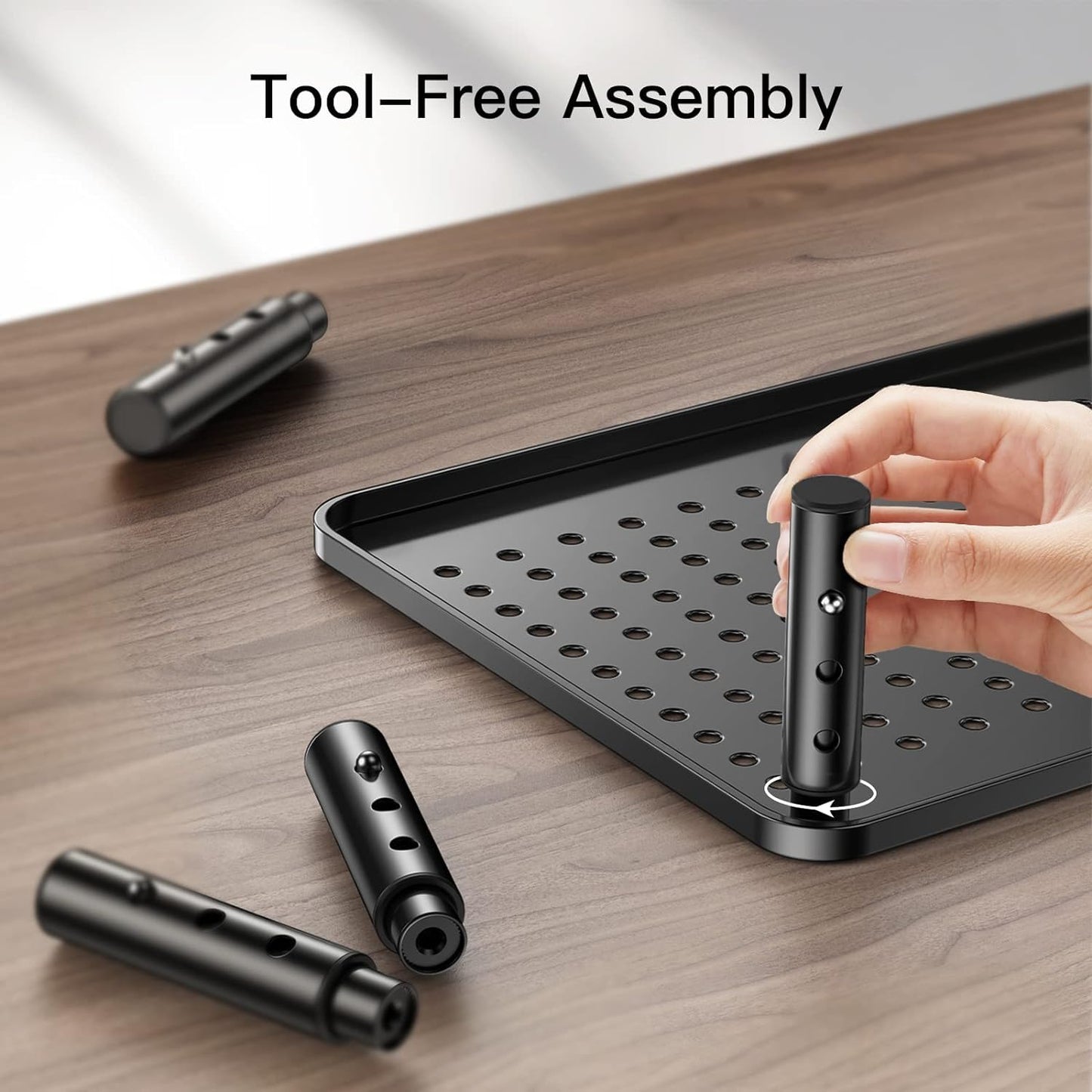 HUANUO Monitor Stand for Desk, Computer Monitor Stand Height Adjustable, Monitor Riser for 2 Monitors, Laptop Stand for Desk, 2 Pack, Black