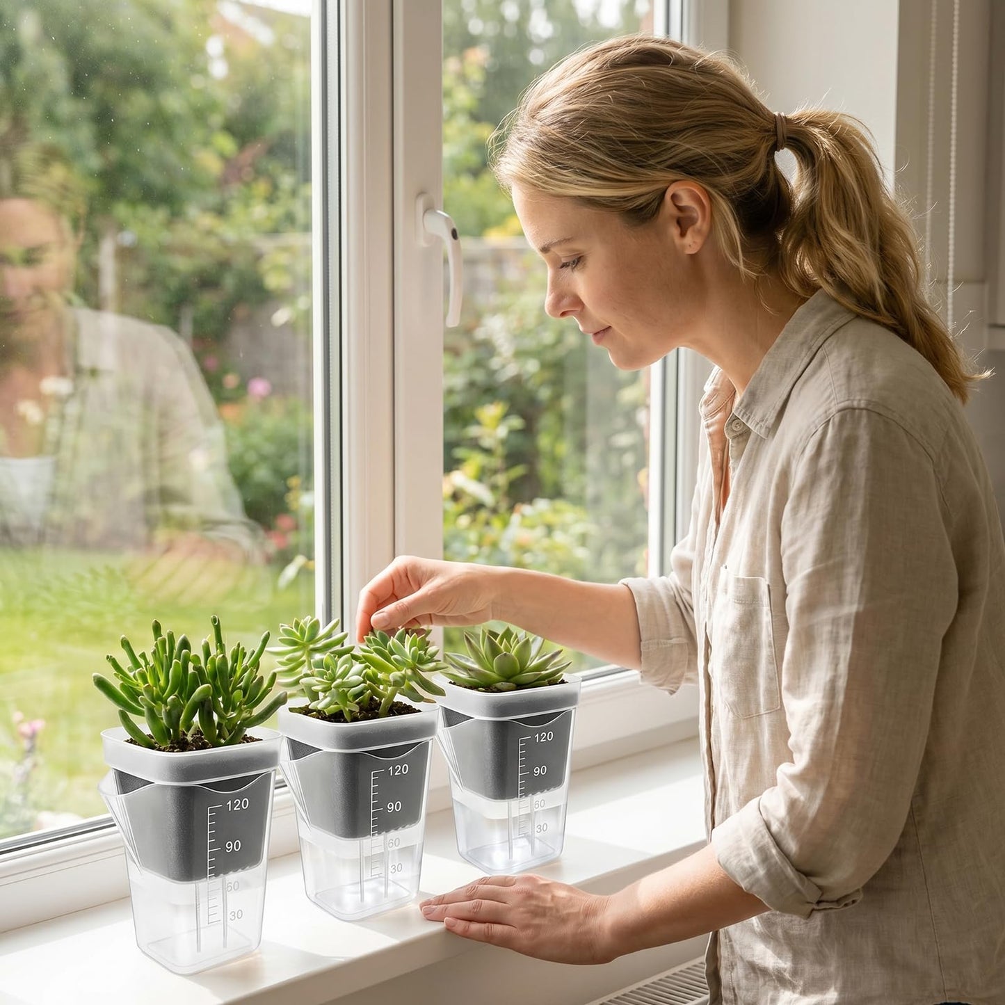 YZNlife 30 Pack 2" Small Self Watering Pots for Indoor Plants with 30 Plant Label Mini Clear Plastic Planters with Water Level and Drainage Holes for Propagation, Succulents, and African Violet