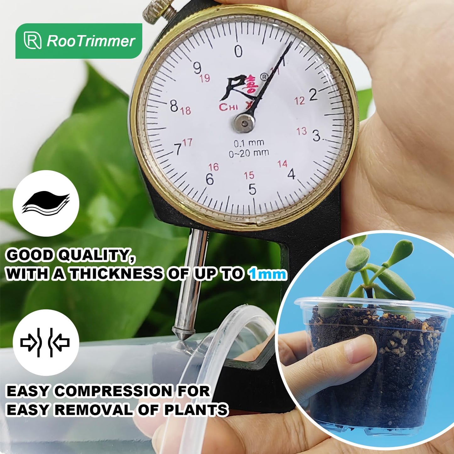 RooTrimmer 100 Pack 2.8 Inches Clear Plant Pots with Drainage Holes, Transparent Seeding Nursey pots, Round Plastic pots for Seeds Starter, Seeds Germination
