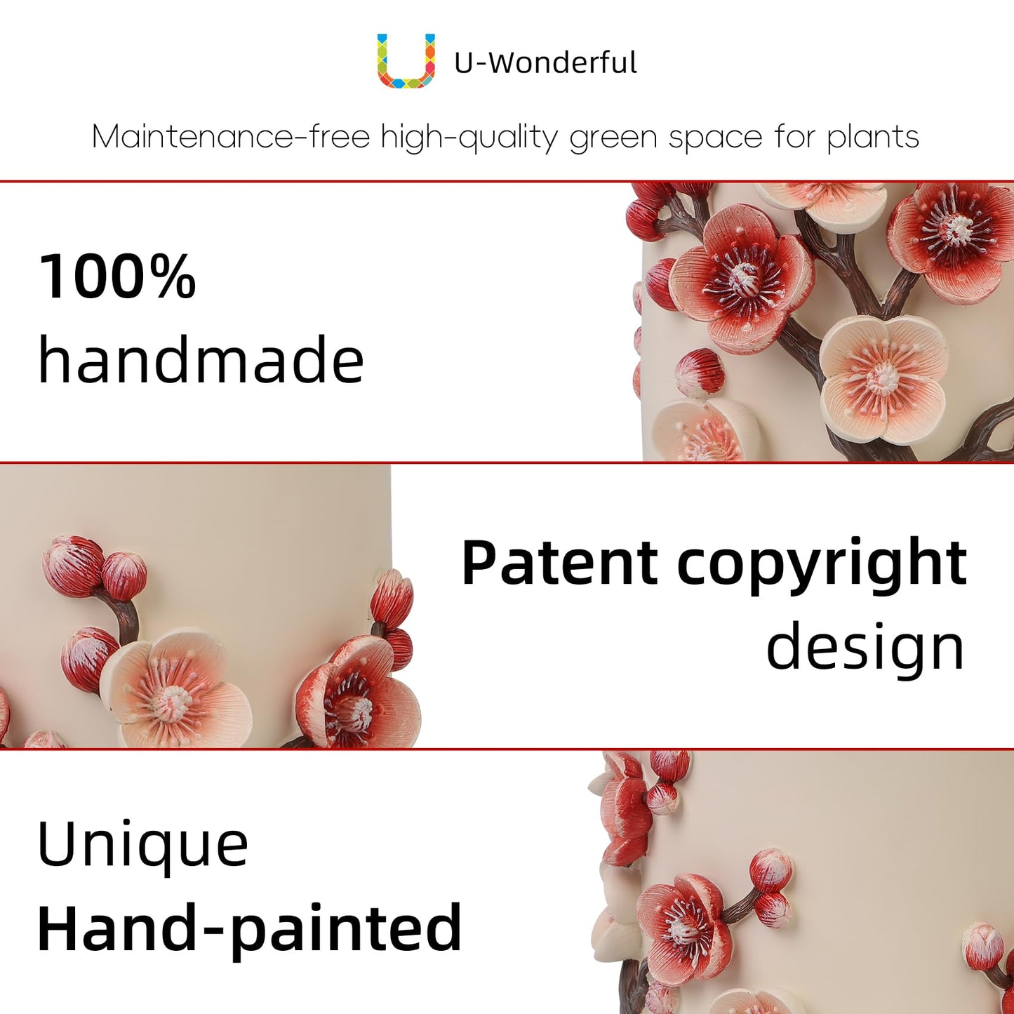 U WONDERFUL Flower Petals Plant Pots - Cute Planters for Indoor Plants, Decorative Plant Pots with Drainage, Funny Unique Planter for Succulents/Snake Plants/Cactus - Retirement Gift for Woman