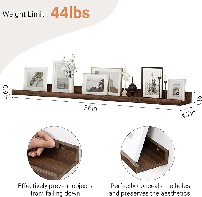Floating Shelves for Wall, 36 inch Wood Floating Shelves Set of 2, Picture