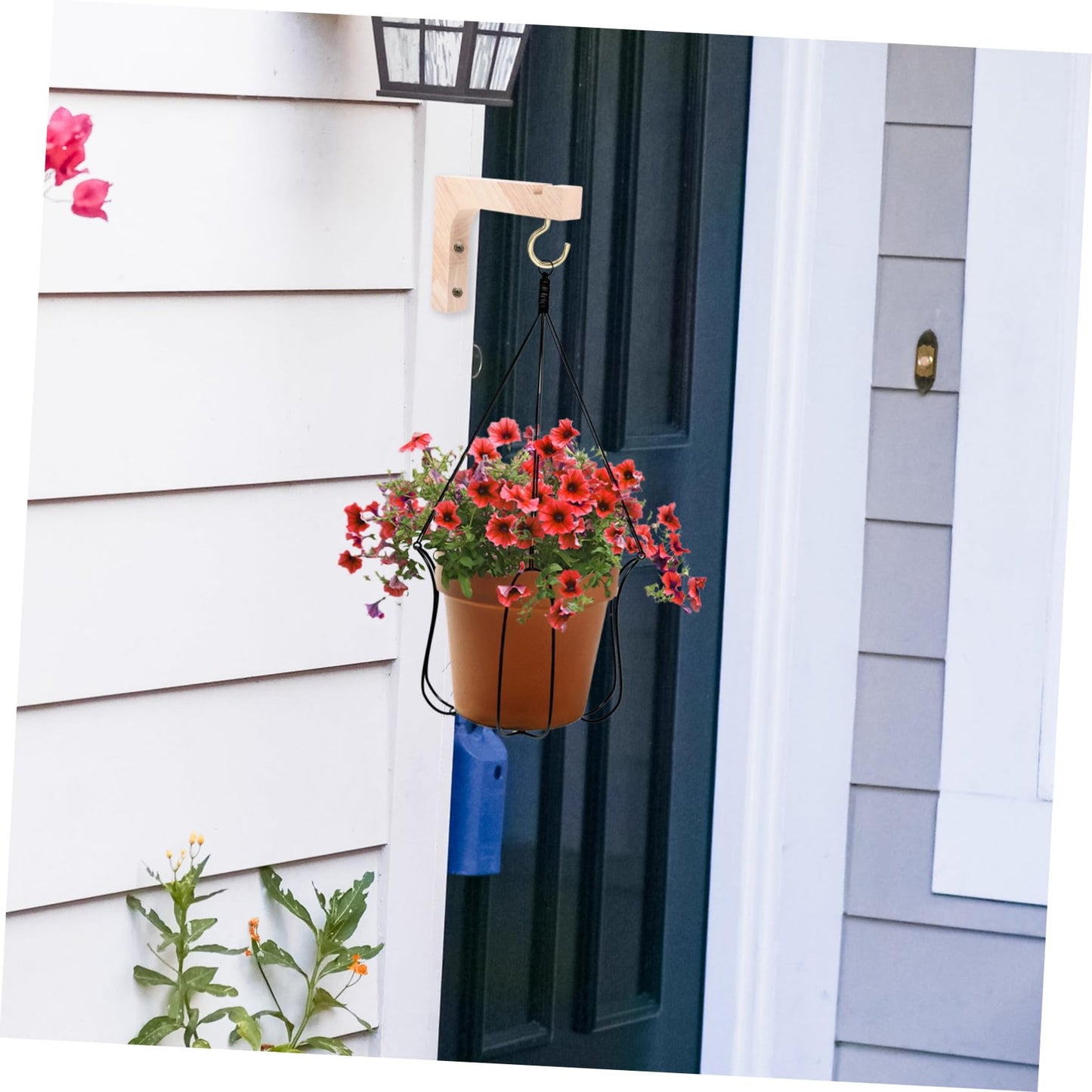 NIYANGLE 2pcs Heavy-Duty Wooden Plant Hanging Hooks Wall Mount Plant Hangers for Indoor Outdoor Pots Decorative Natural Wood Finish