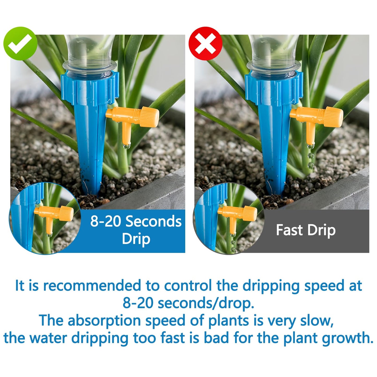Nowaca Self Watering Spikes for Plant, 20PCS Self Watering Planter Insert, Plant Watering Spikes with Adjustable Control Valve Switch, Plant Watering Devices for Indoor Outdoor Potted Plants