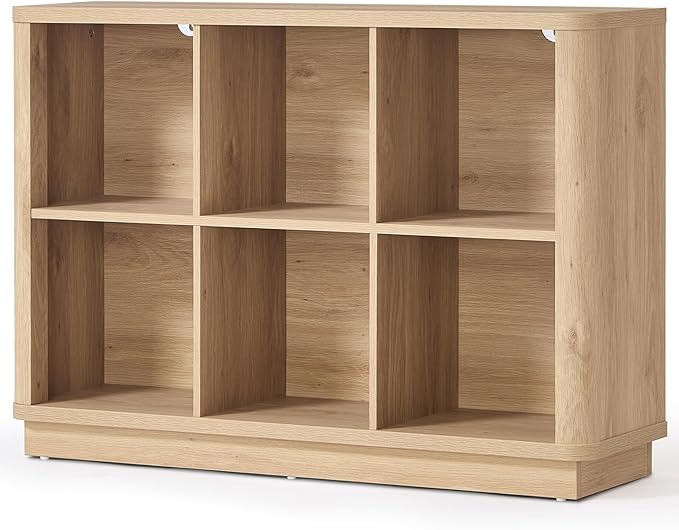 Joaxswe 6 Cube Storage Book Shelf, Floor Standing 2-Tier Wooden Bookshelf