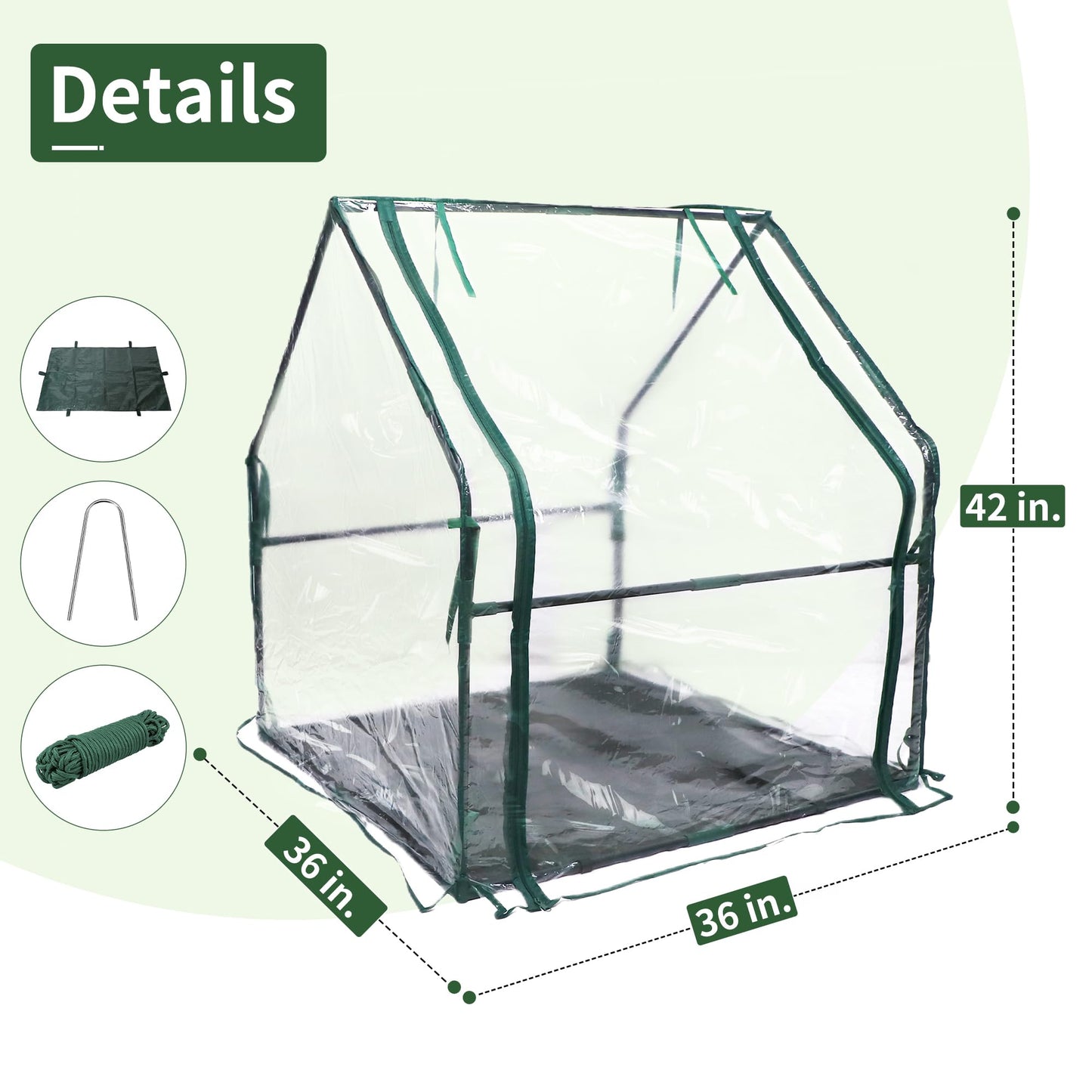 PROWORX Mini Greenhouse 36"x36"x42" Plant Cover Tent Seed Starting Waterproof Floor Mat Small Plant Tent for Use on Patio Balcony Porch & Indoors/Outdoors