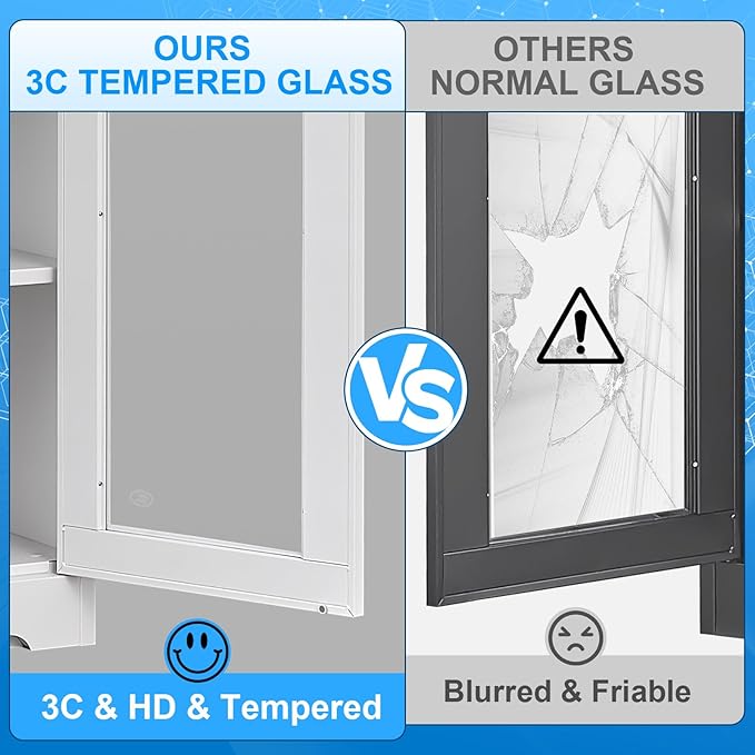 Polup Display Cabinet with Glass Doors, Metal Glass Display Case