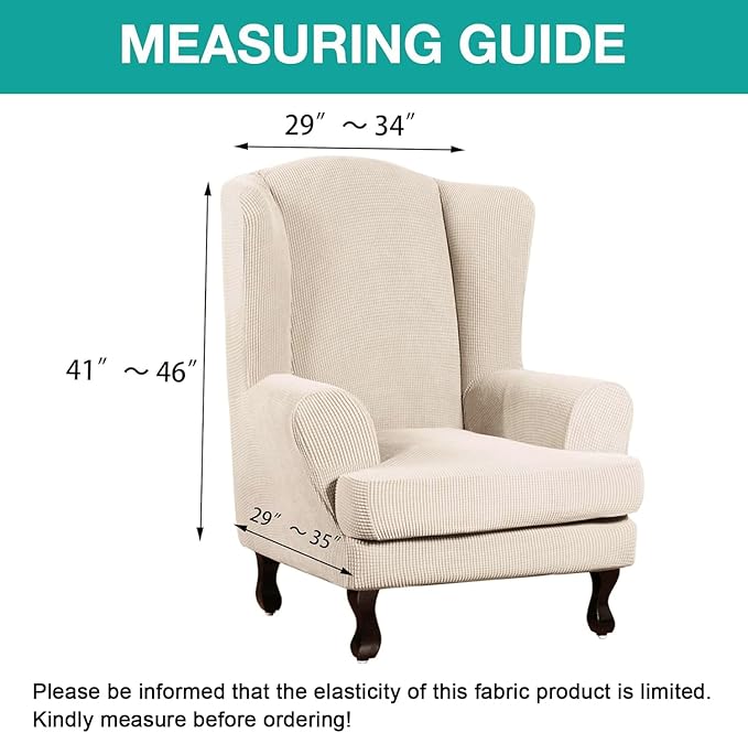 Turquoize Wingback Chair Covers 2 Piece Wing Chair Slipcover Stretch Slipcovers