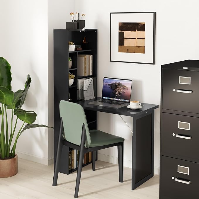 HOMCOM Foldable Convertible Writing Table, Wall Mounted Space-Saving Computer