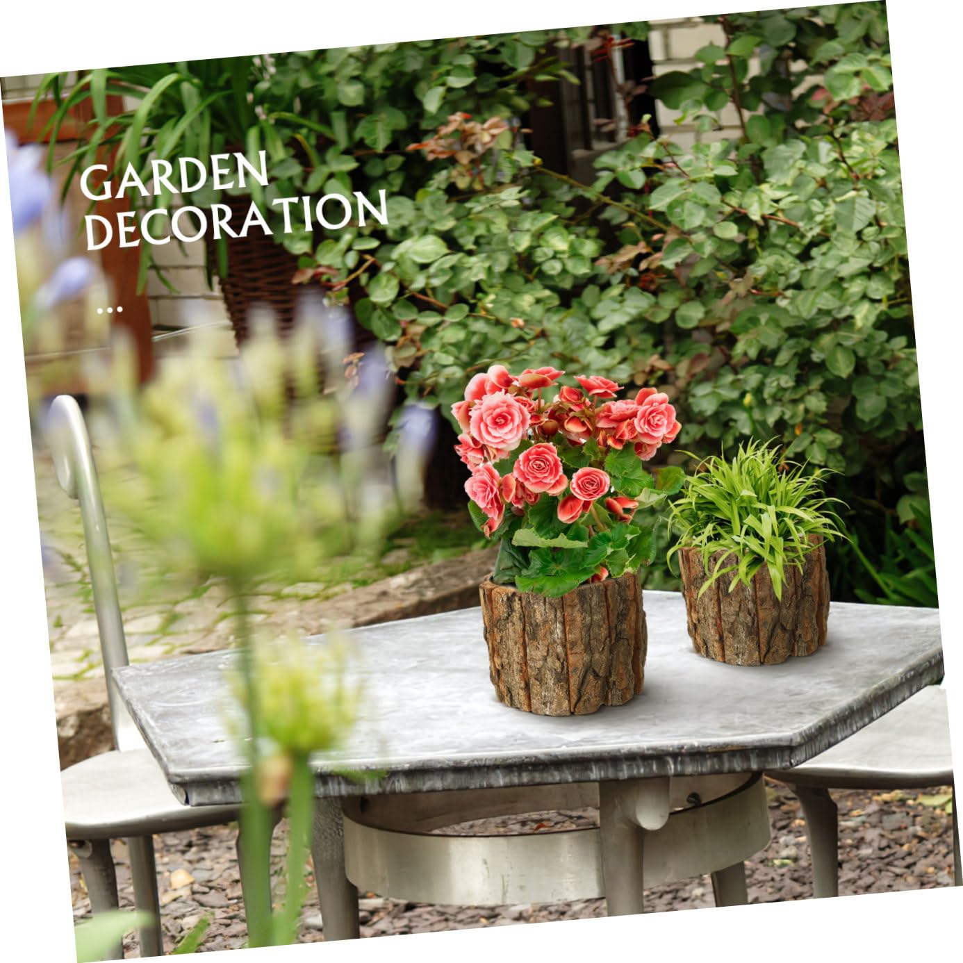Toddmomy 3 Pcs Wood Flower Pots Natural Bark Planters Rustic Wooden Buckets for Indoor Outdoor Plant Pots Home Garden Decor 4.72X4.72X3.93In