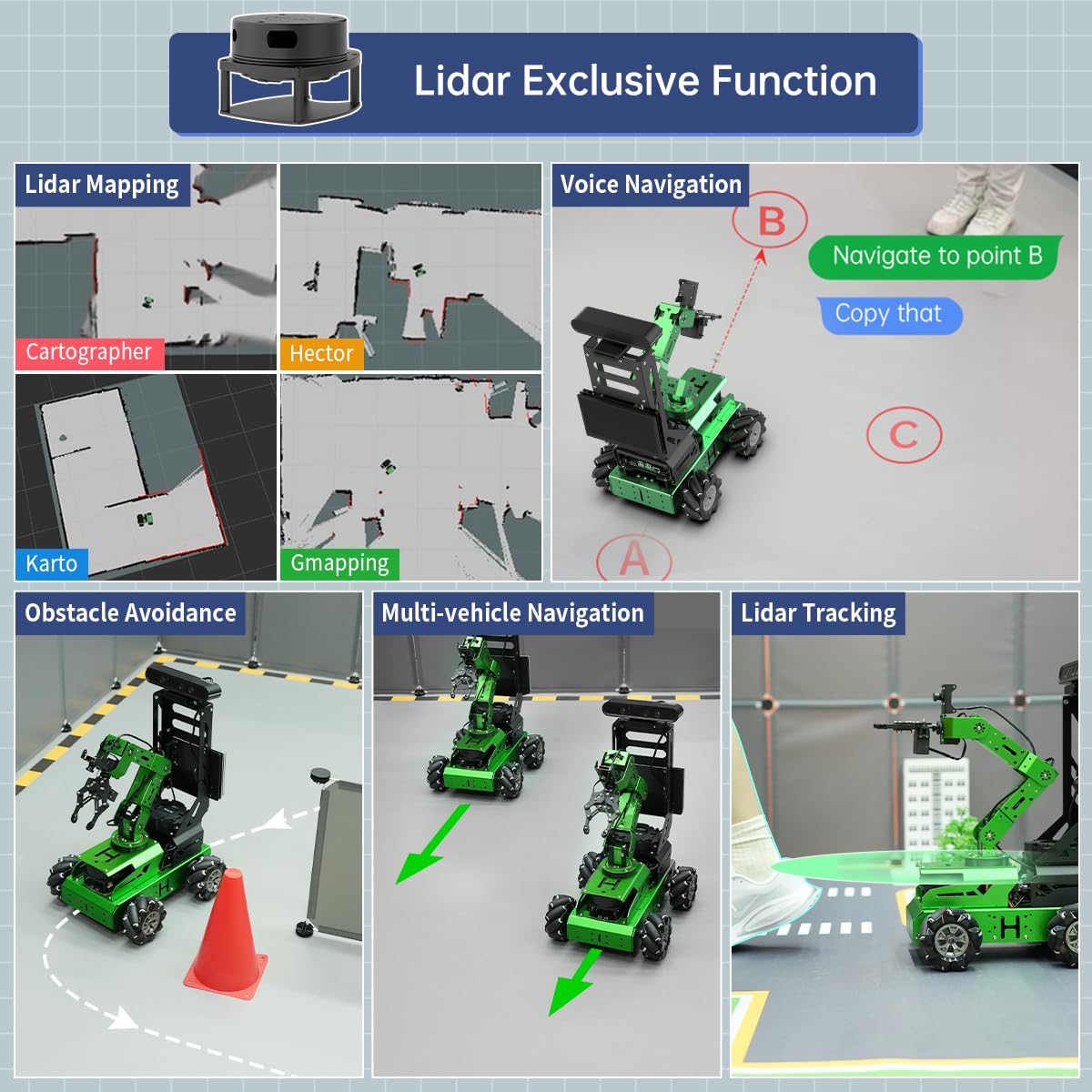ROS2 Robot Car with AI Vision Robotic Arm Support Python SLAM Mapping Navigation Autonomous Driving Smart Robot for Engineering Student and Adults, JetAuto Pro Ultimate Kit & Jetson Orin Nano 8GB
