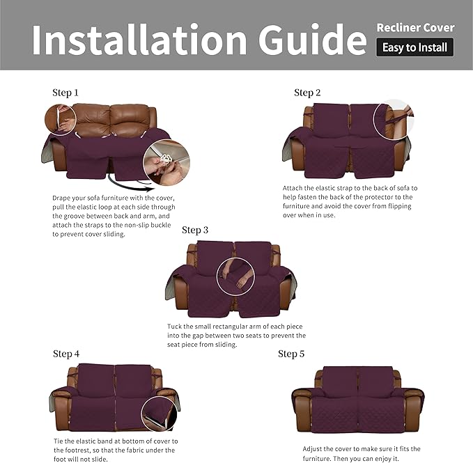 Easy-Going Oversized Loveseat Recliner Cover, Reversible Couch Cover