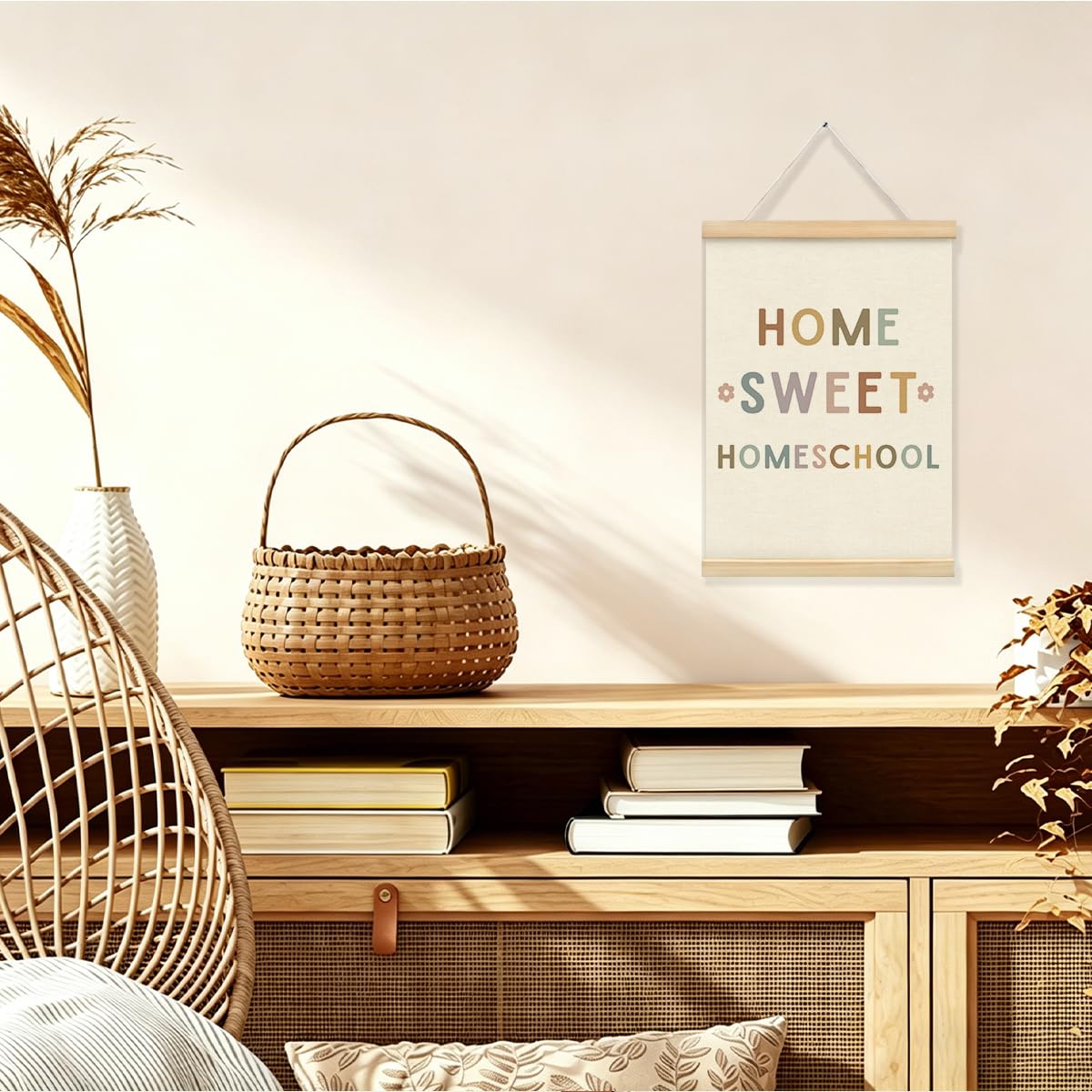 STHTTSW Home Sweet Homeschool Wall Art, Boho Homeschool Decor & Teacher Classroom Wall Art, Motivational Poster for Kids Room, Reading Corner & Homeschools Essentials, 12x16 Inch