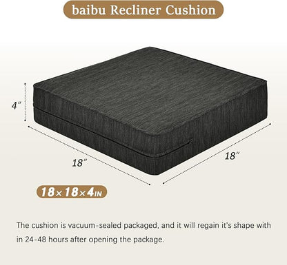 baibu Dual-Layer Gel Memory Foam Recliner Cushions for Elderly, 18x18x4 Inch Thick Non-Slip Recliner Seat Cushion Suitable for Couches, Armchair, Wheelchair, Black,1PC