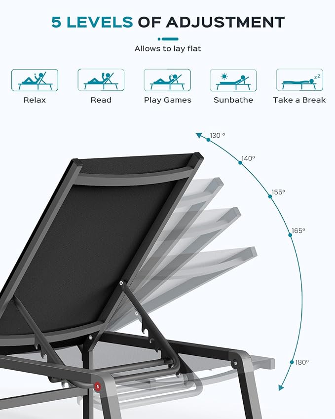 Patio Chaise Lounge Chair, Foldable Lounge Chair