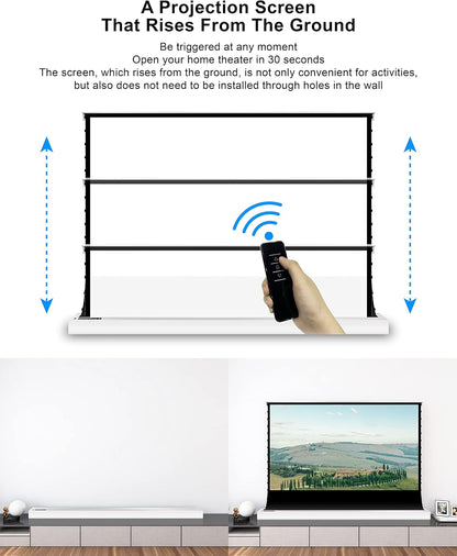 VIVIDSTORM- Projector Screen S 100 Inch Portable Folding Stand Floor Rising Movie Screen Sound Transparent Perforated White Screen Compatible with Ordinary Projector,VWSDSTPW100H
