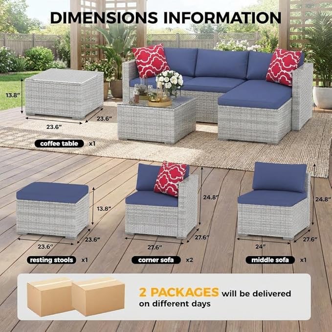 5-Piece Outdoor Sectional Sofa Set, Outdoor Patio Set Sectional Sofa,