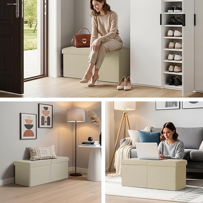 30.5-INCH Storage Ottoman Bench, Footrest