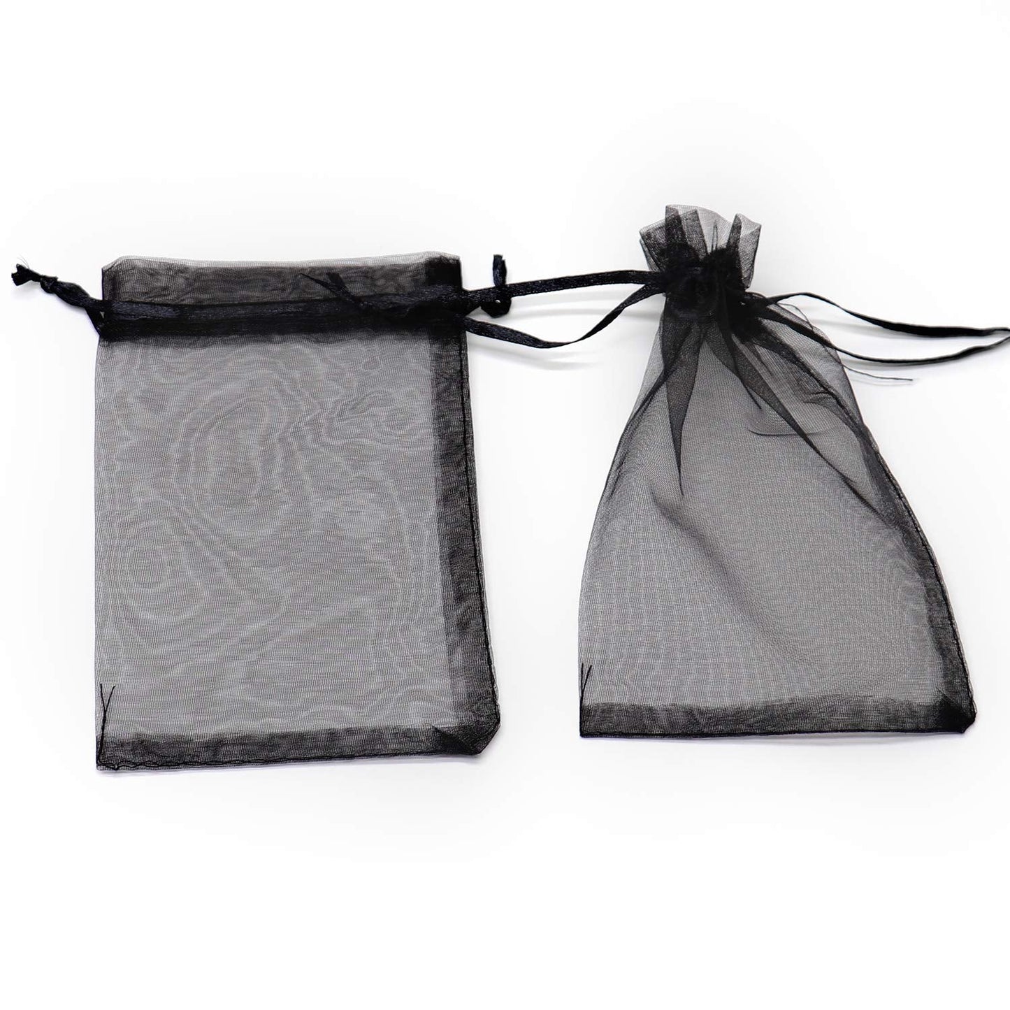 Bezall 50Pcs Organza Bags 5x7 Inch, Black Halloween Treat Bag with Drawstrings, Mesh Jewelry Gift Bags Funeral Party Favor Candy Pouches