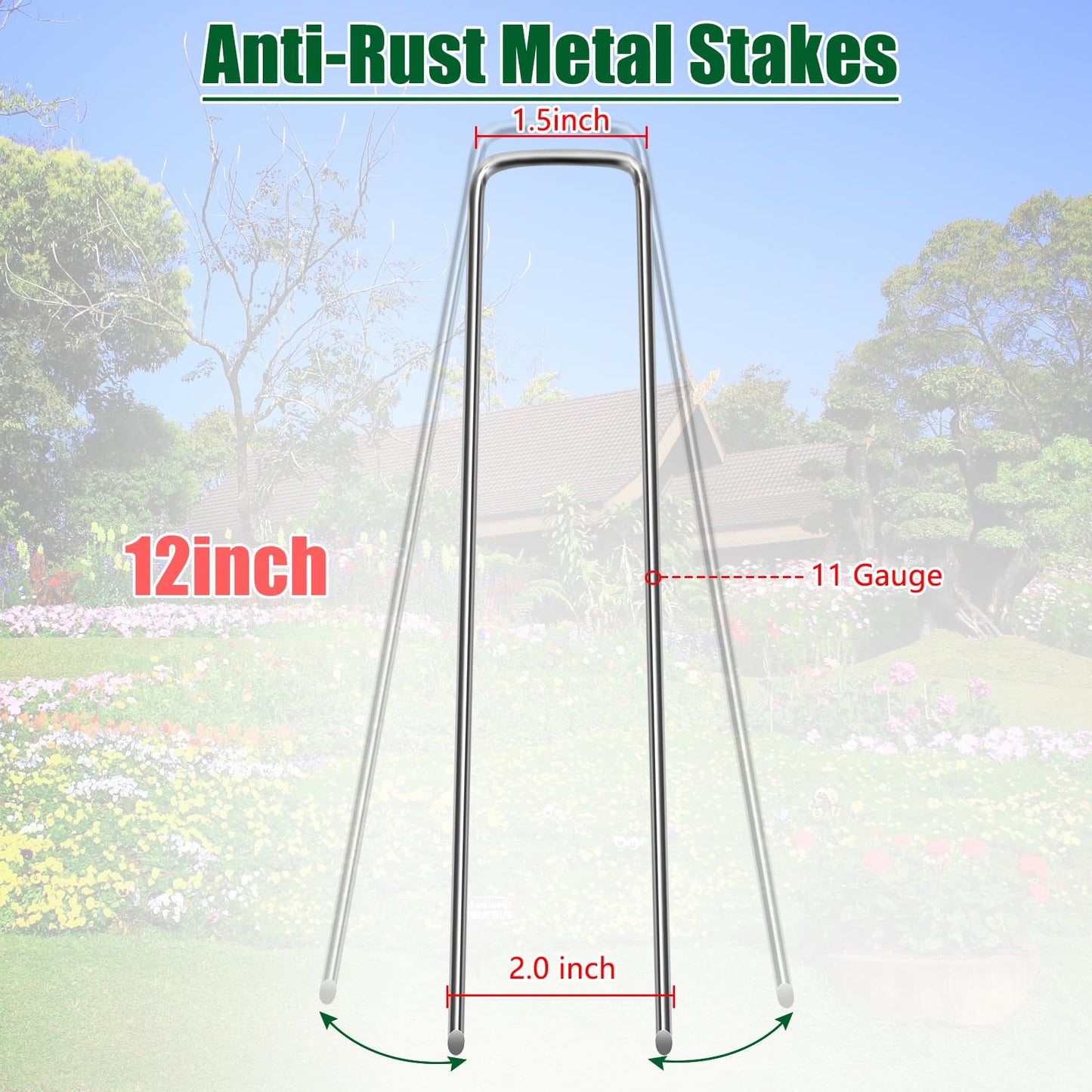 12 Inch Galvanized Landscape Staples Stakes, 25/50/100/200/12pcs Garden Metal Stakes for Weed Barrier Fabric, Fence Stakes, Tent Stakes, Christmas Decorations (12pcs)