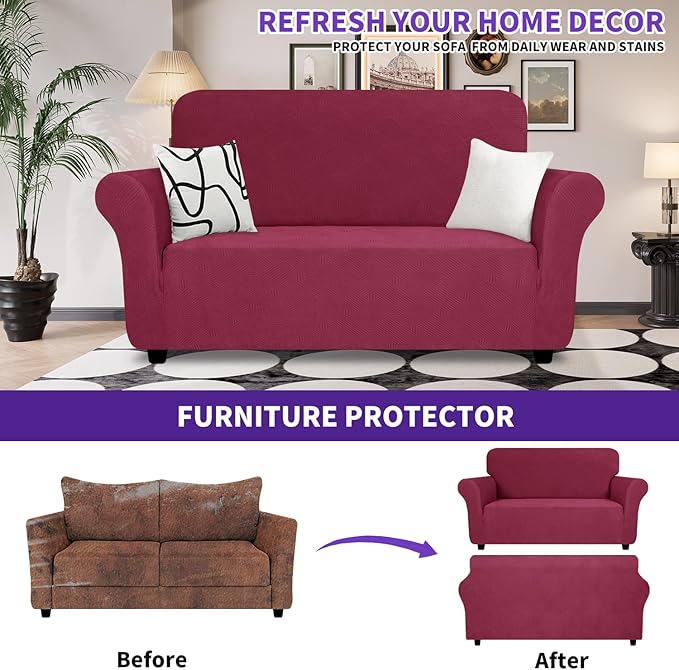 ZNSAYOTX Super Stretch Loveseat Covers, New Striped Love Seat Slipcover