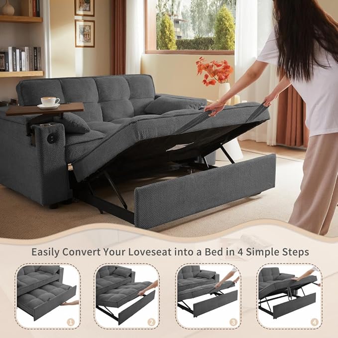 Auvsoce 65'' Convertible Sleeper Sofa Bed
