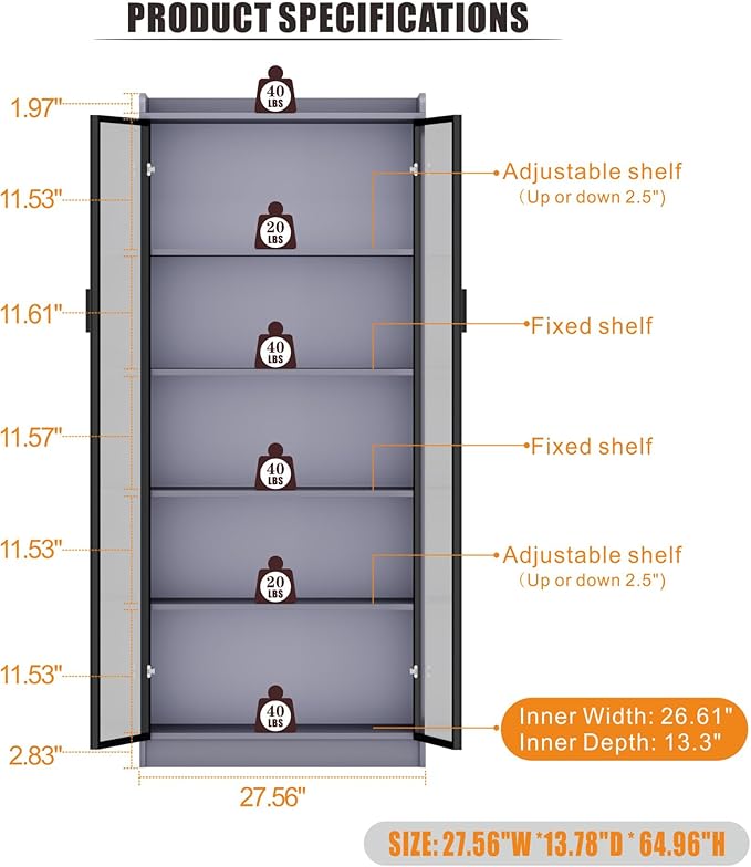 Dystler 65" Tall Display Cabinet