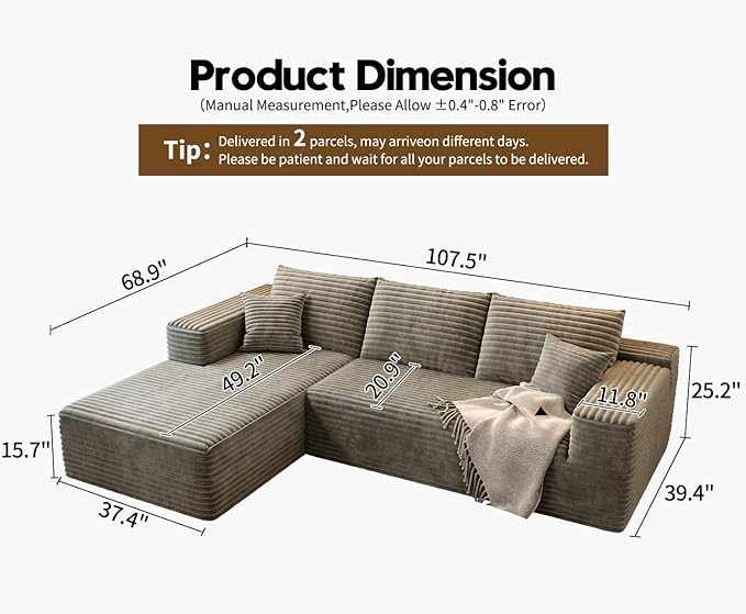 107.5" Cloud Modular Sectional Sofa Couch