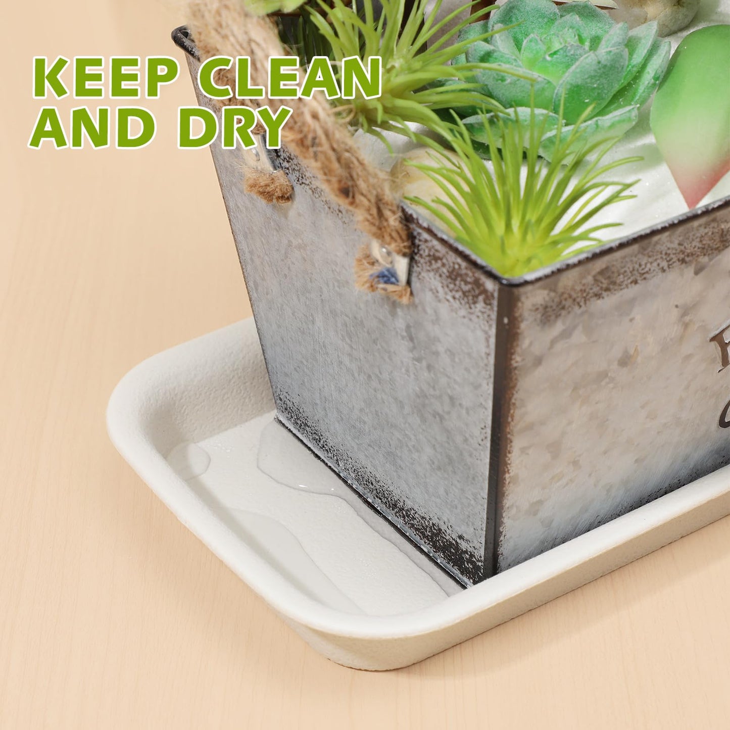 Toddmomy 3-Pack Rectangular Plant Saucer (13.4" x 5.5"), Plastic Drip Tray for Windowsill, Water Catcher Base for Indoor Outdoor Potted Plants, Reusable (White)
