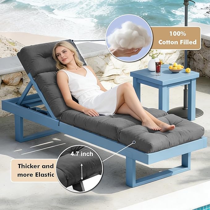 Outdoor Chaise Lounge Chair Cushion 74.2 x 22 x 4.7 Inches Thickened 100%