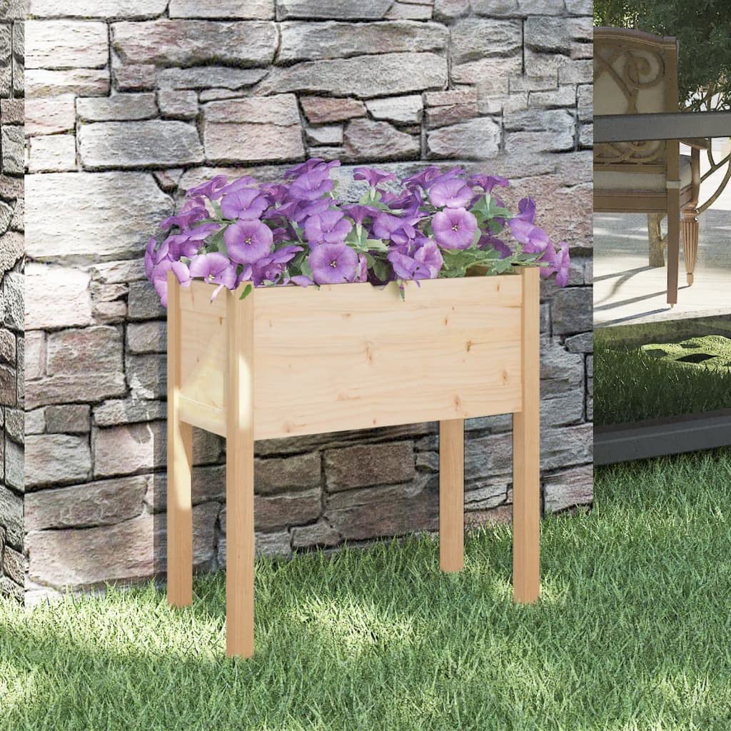 Yisssmeng Large 27.6" Solid Pine Wood Outdoor Planter Box, Rustic Brown Square Raised Garden Bed for Patio Balcony, Spacious Herb & Flower Planter for Outdoor Plants, Easy Assembly