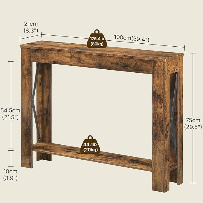 YATINEY Farmhouse Console Table, 39.4'' Small Narrow Entryway Table, Wood Couch