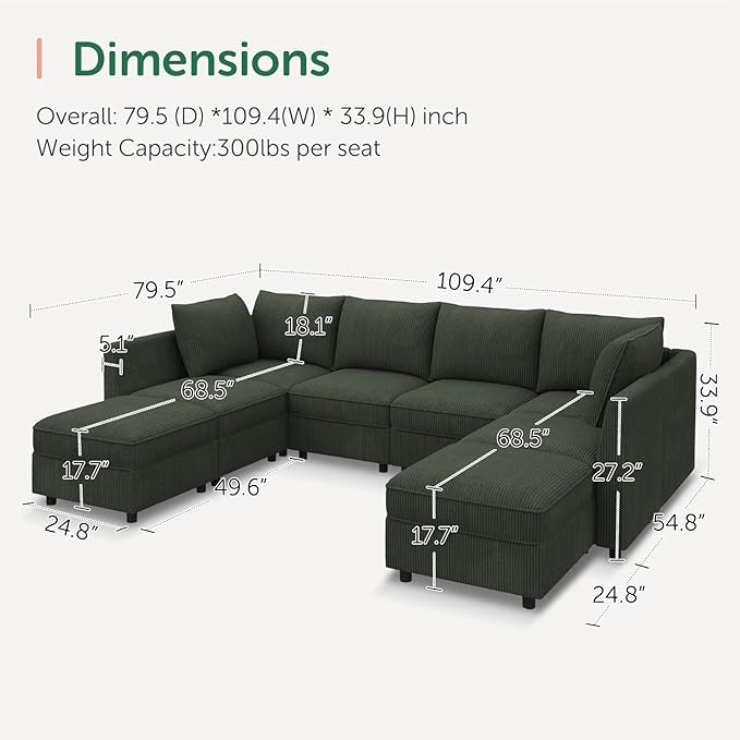 HONBAY Modular Sectional Sofa Couch