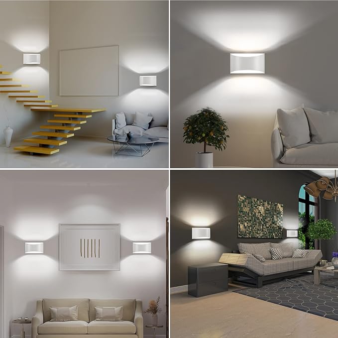 8 Pack White LED Wall Sconces Light Hardwired Wall Sconces Indoor Up and Down Wall Sconce Cool White 6000K(with G9 Bulbs)