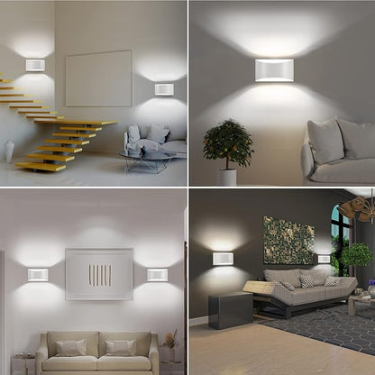 8 Pack White LED Wall Sconces Light Hardwired Wall Sconces Indoor Up and Down Wall Sconce Cool White 6000K(with G9 Bulbs)