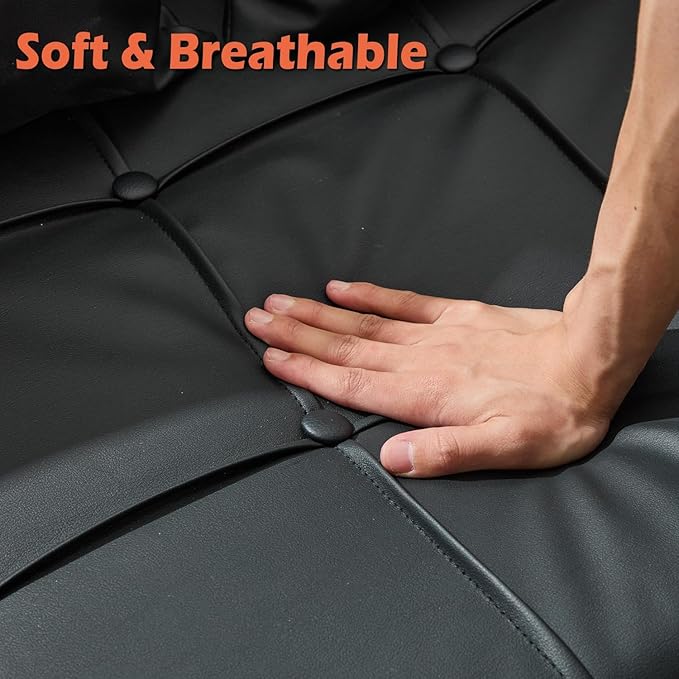 LINLUX Black Leather 60" W Couch